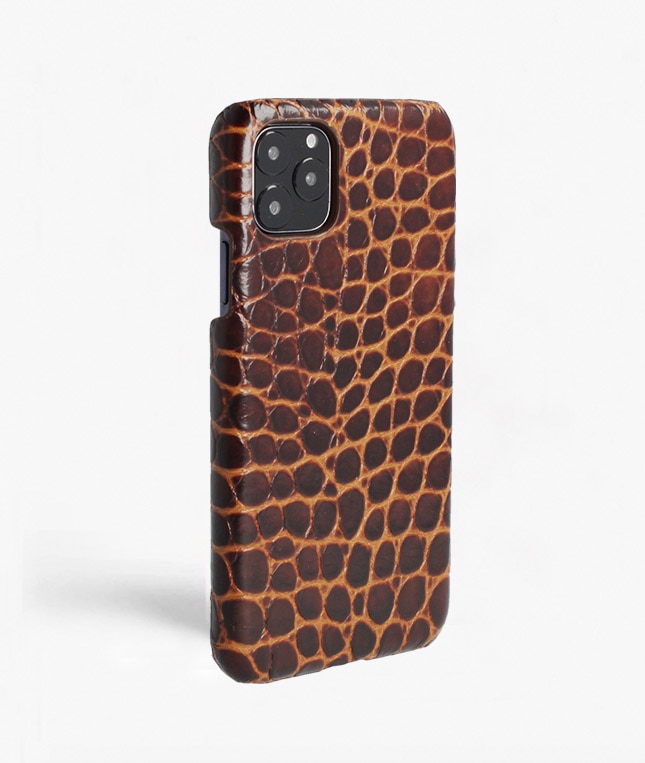 iPhone 11 Pro Max Hülle Small Croco Braun