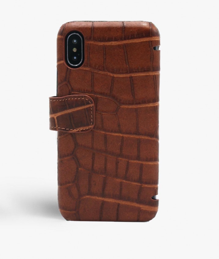 iPhone X/XS Handyhülle Lizard Cognac