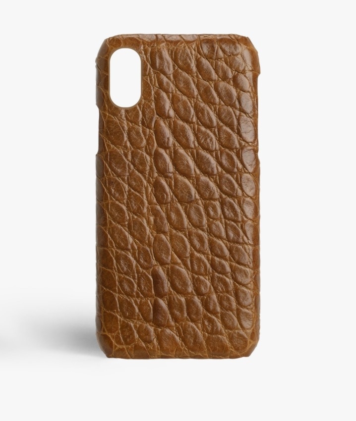 iPhone Xs Max Hülle Small Croco Cognac