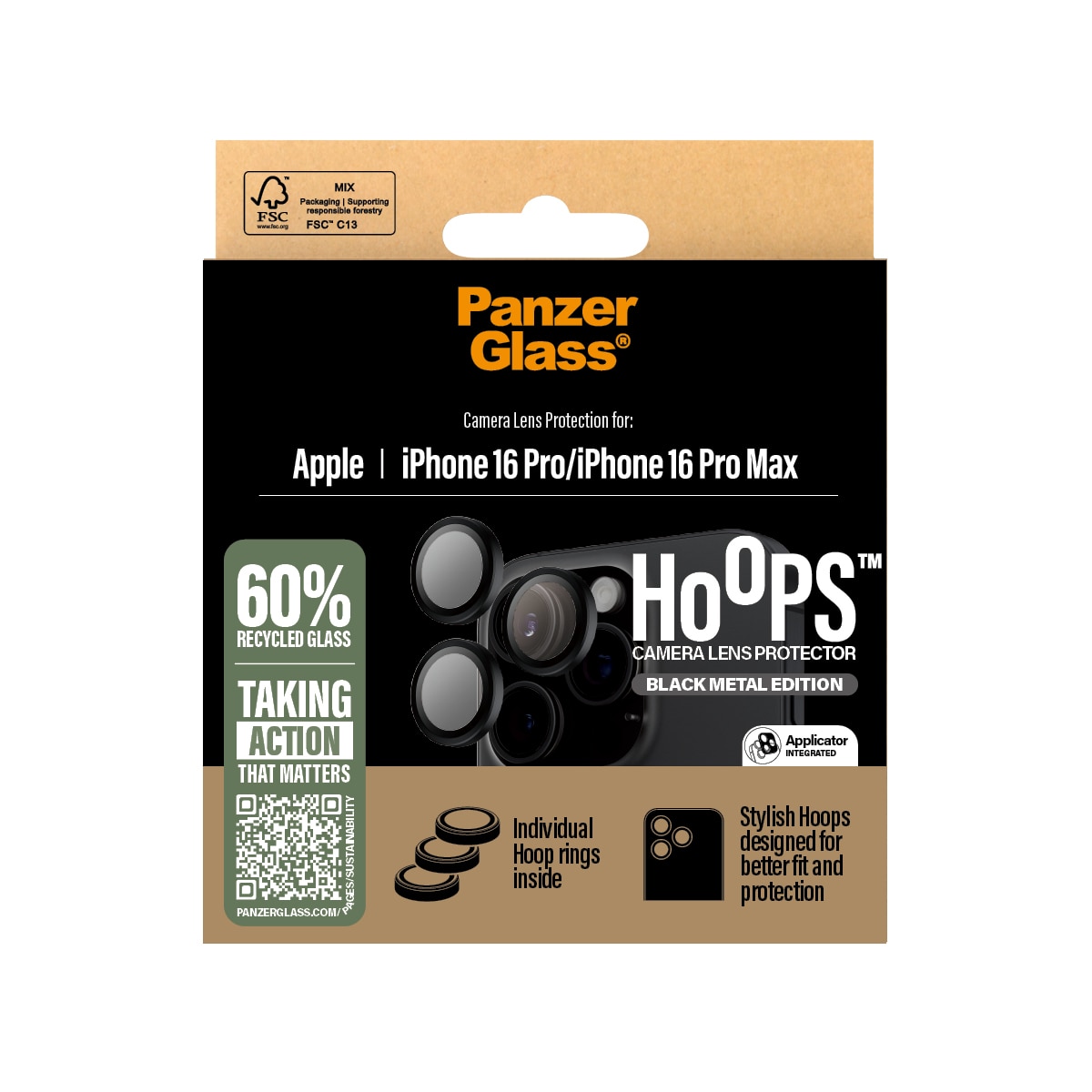 iPhone 16 Pro Hoops Camera Lens Protector Schwarz