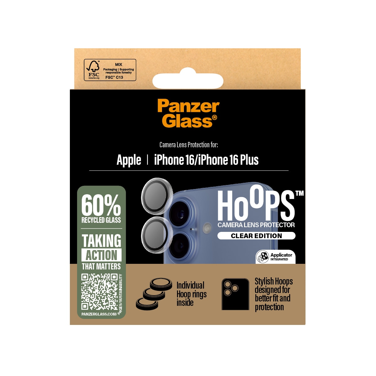 iPhone 16 Hoops Camera Lens Protector Clear