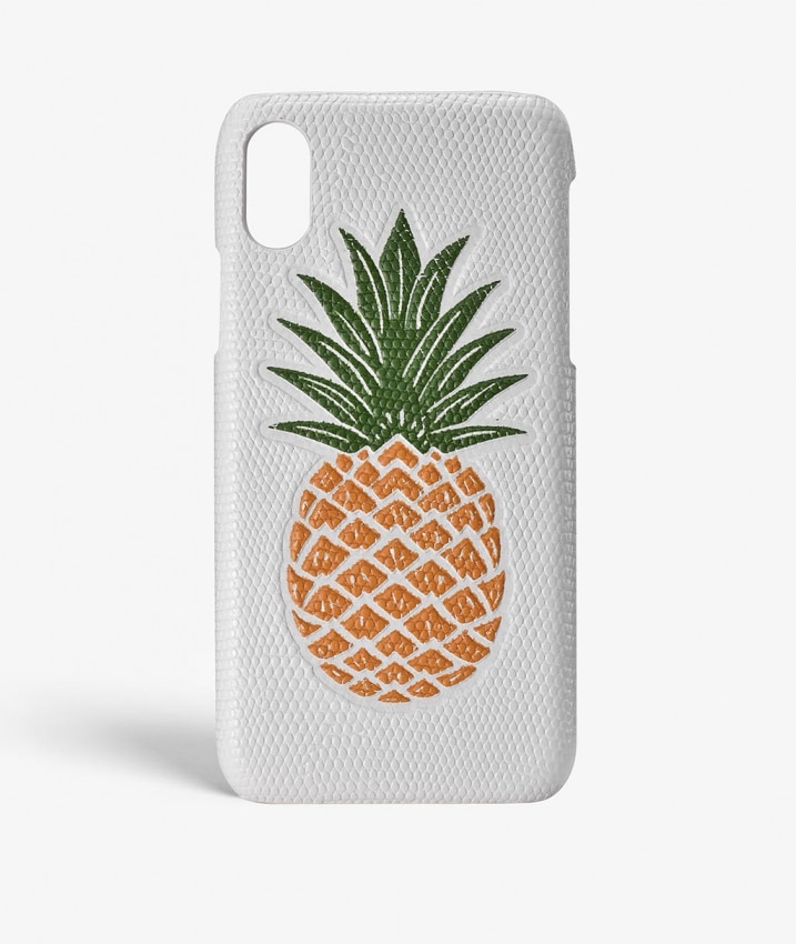 iPhone X/XS Hülle Pineapple Orange Lizard White