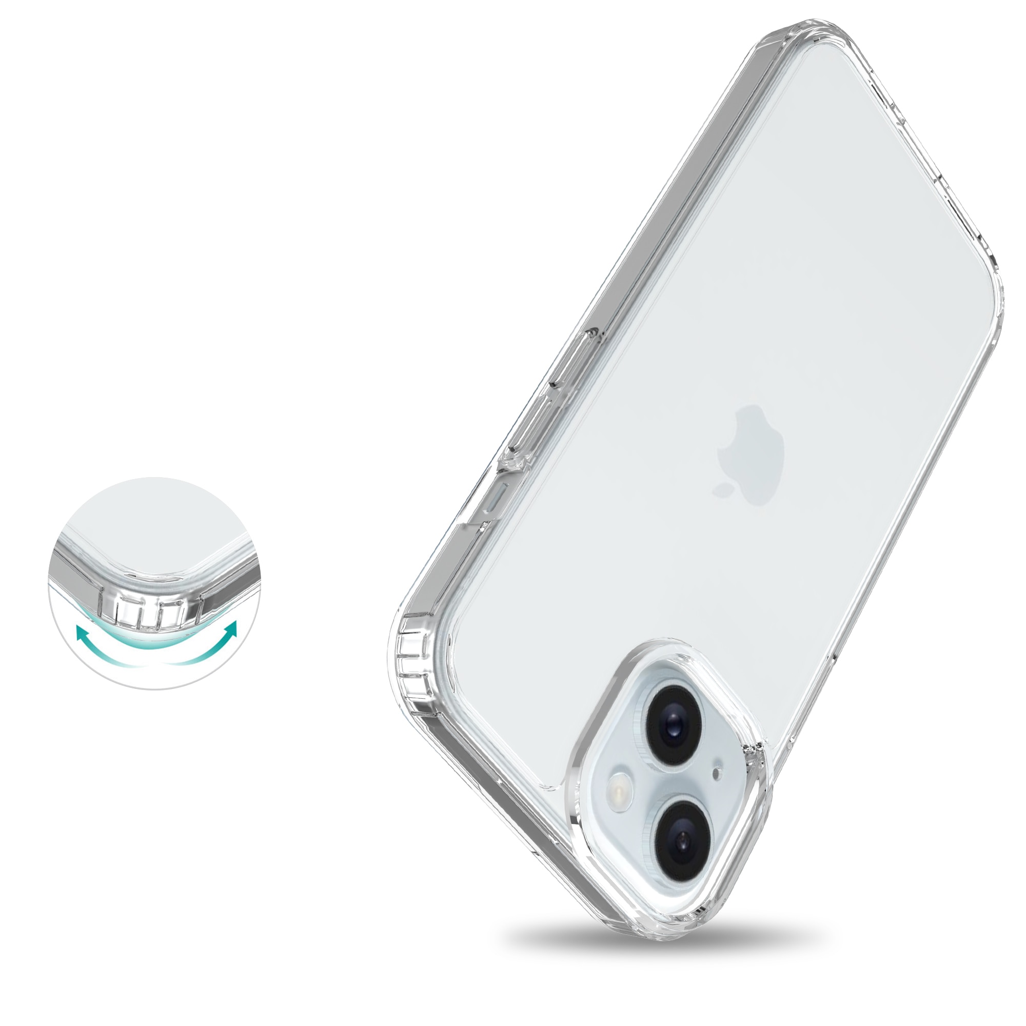 iPhone 15 Plus Hybrid-Hülle durchsichtig