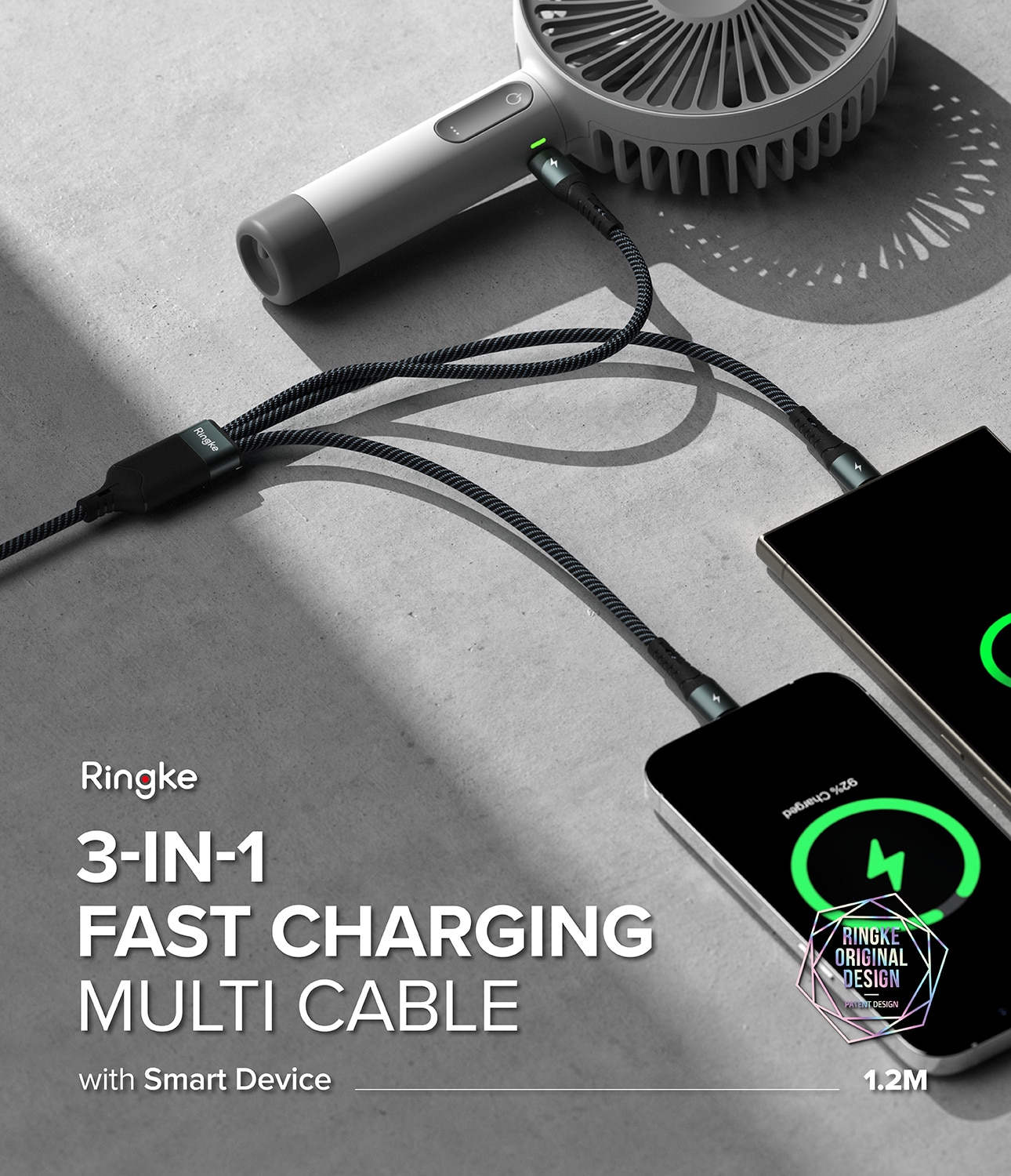 3-in-1 Fast Charging Multi Kabel, schwarz