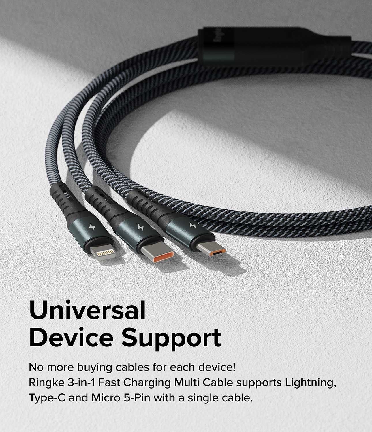 3-in-1 Fast Charging Multi Kabel, schwarz