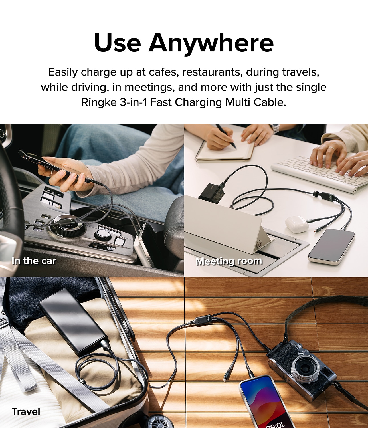 3-in-1 Fast Charging Multi Kabel, schwarz