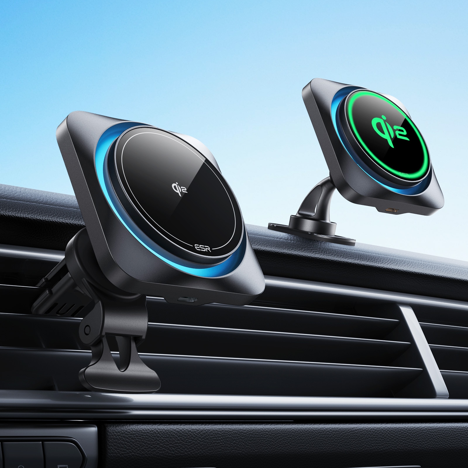 Qi2 HaloLock CryoBoost Wireless Car Charger schwarz