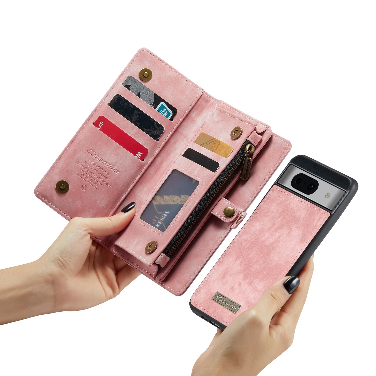 Multi-slot Portemonnaie-Hülle Google Pixel 8a rosa