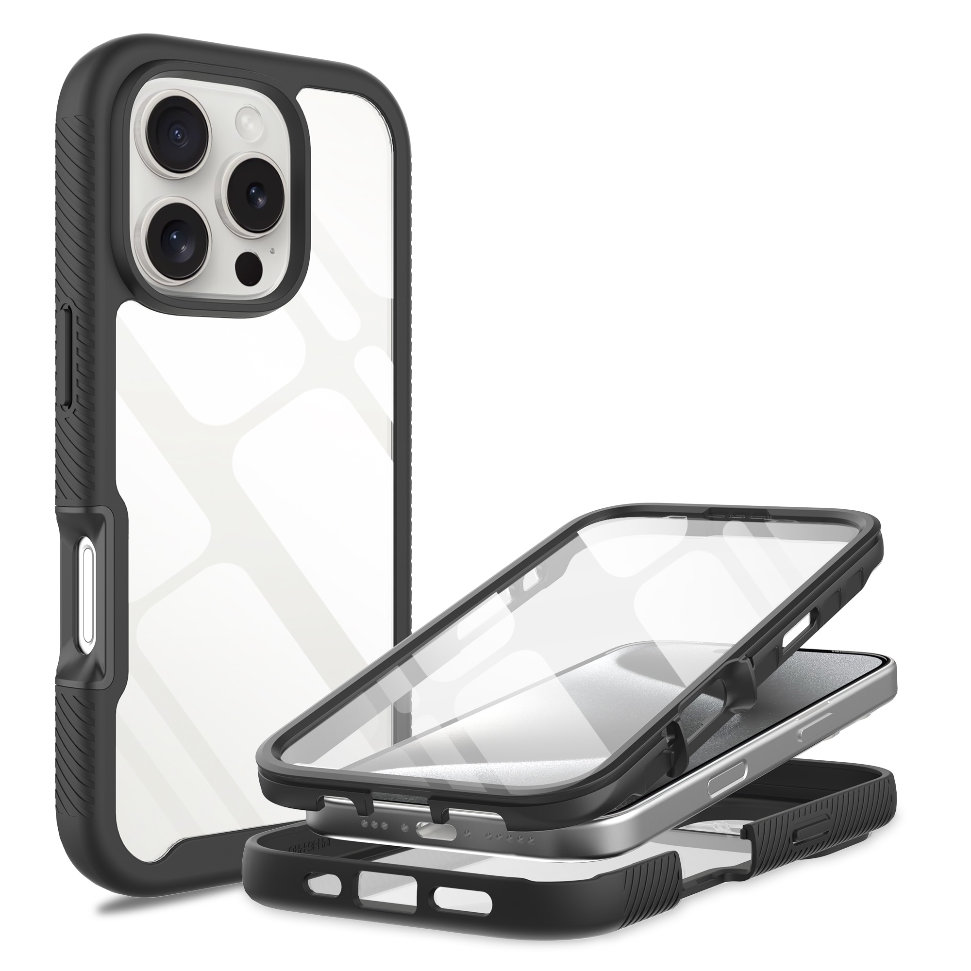 iPhone 16 Pro Max Full Protection Case schwarz/durchsichtig