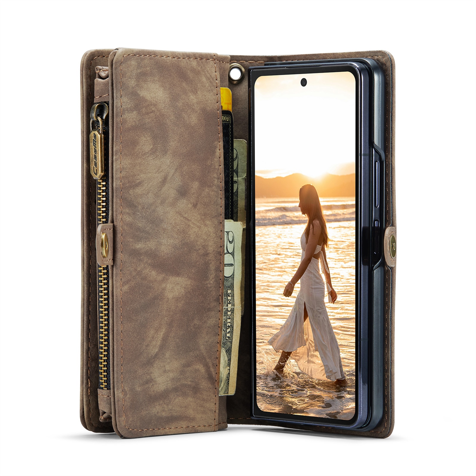 Multi-slot Portemonnaie-Hülle Samsung Galaxy Z Fold 6 braun