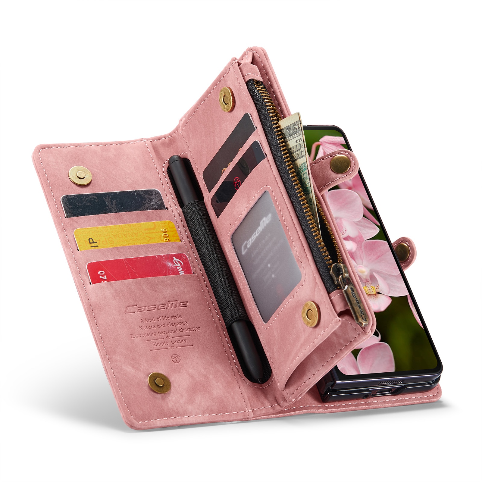 Multi-slot Portemonnaie-Hülle Samsung Galaxy Z Fold 6 rosa