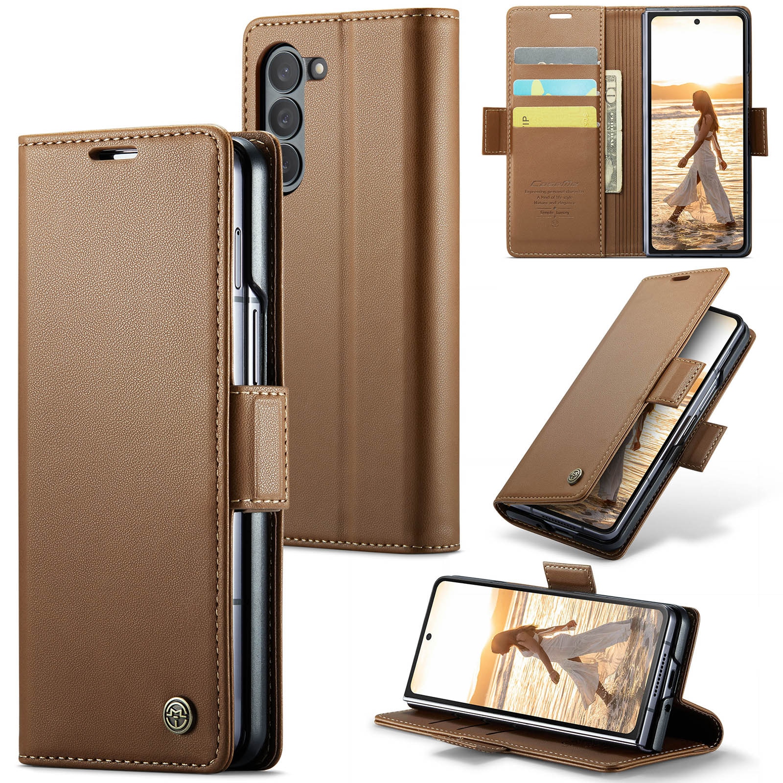 RFID-geschützte Slim Portemonnaie-Hülle Samsung Galaxy Z Fold 6 braun
