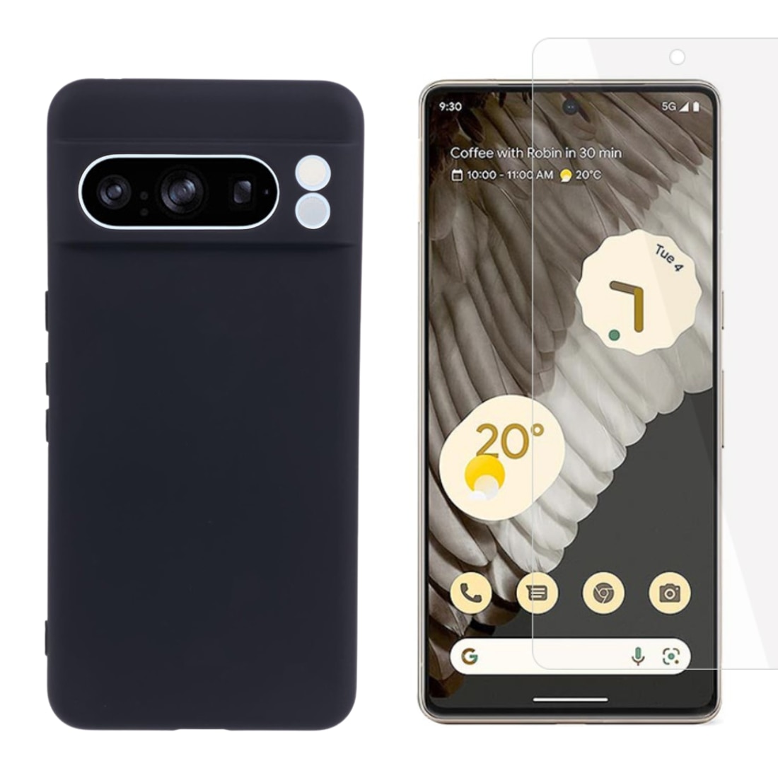 Google Pixel 8 Pro Kit mit TPU-Hülle und Displayschutz-Panzerglas