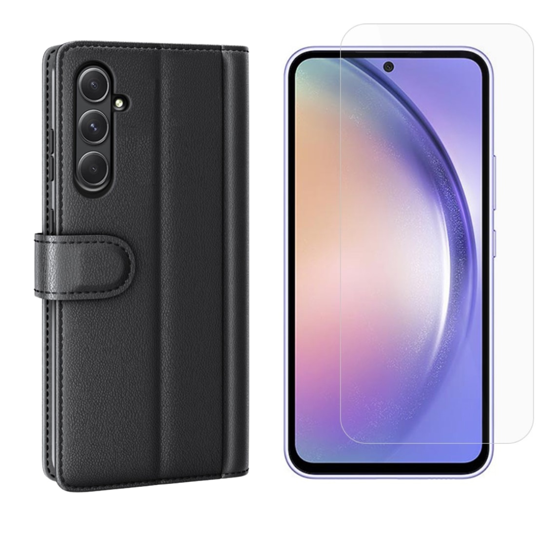 Samsung Galaxy A55 Kit mit Handytasche und Displayschutz-Panzerglas