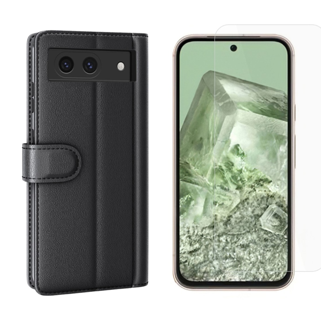 Google Pixel 8a Kit mit Handytasche und Displayschutz-Panzerglas