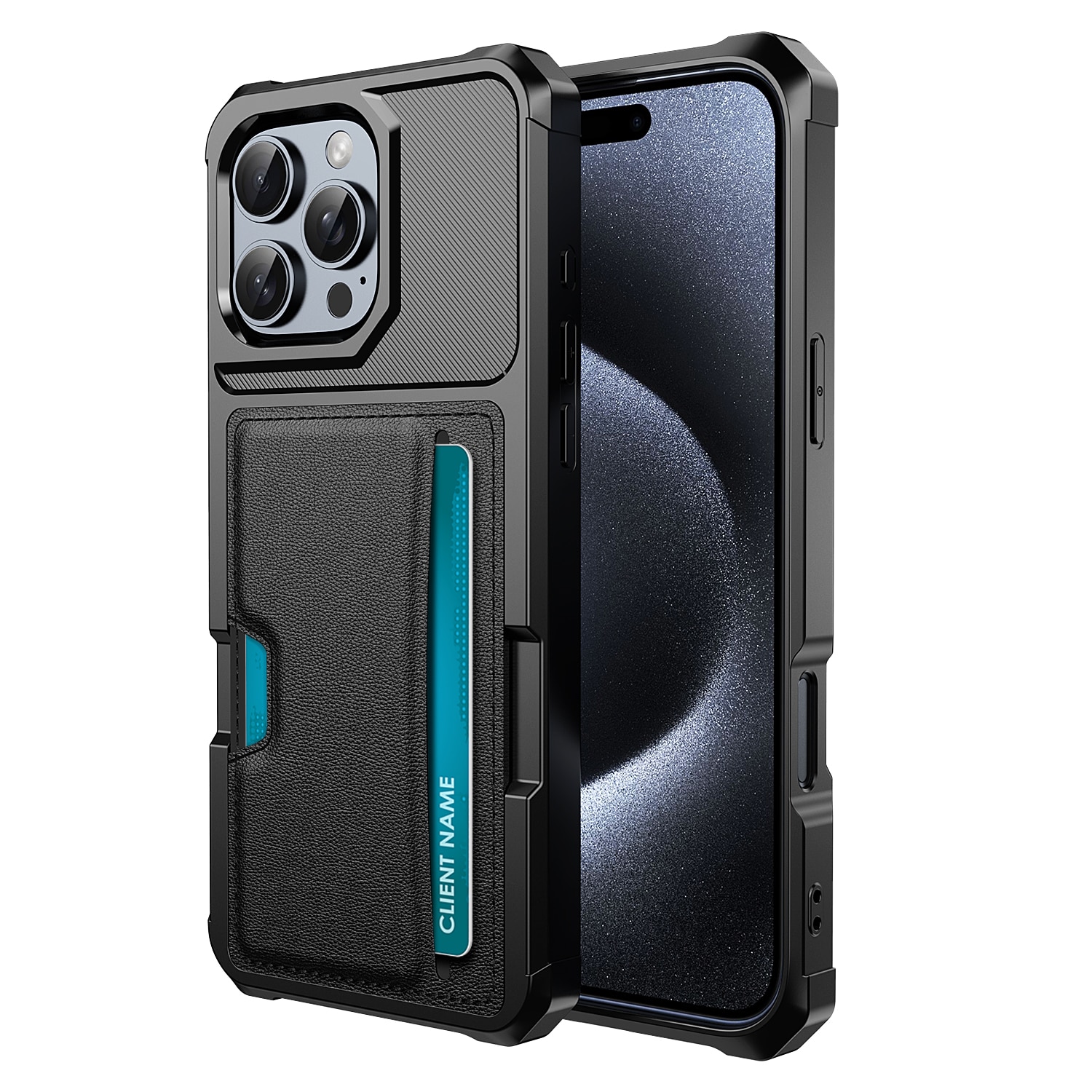 iPhone 16 Pro Tough Card Case schwarz