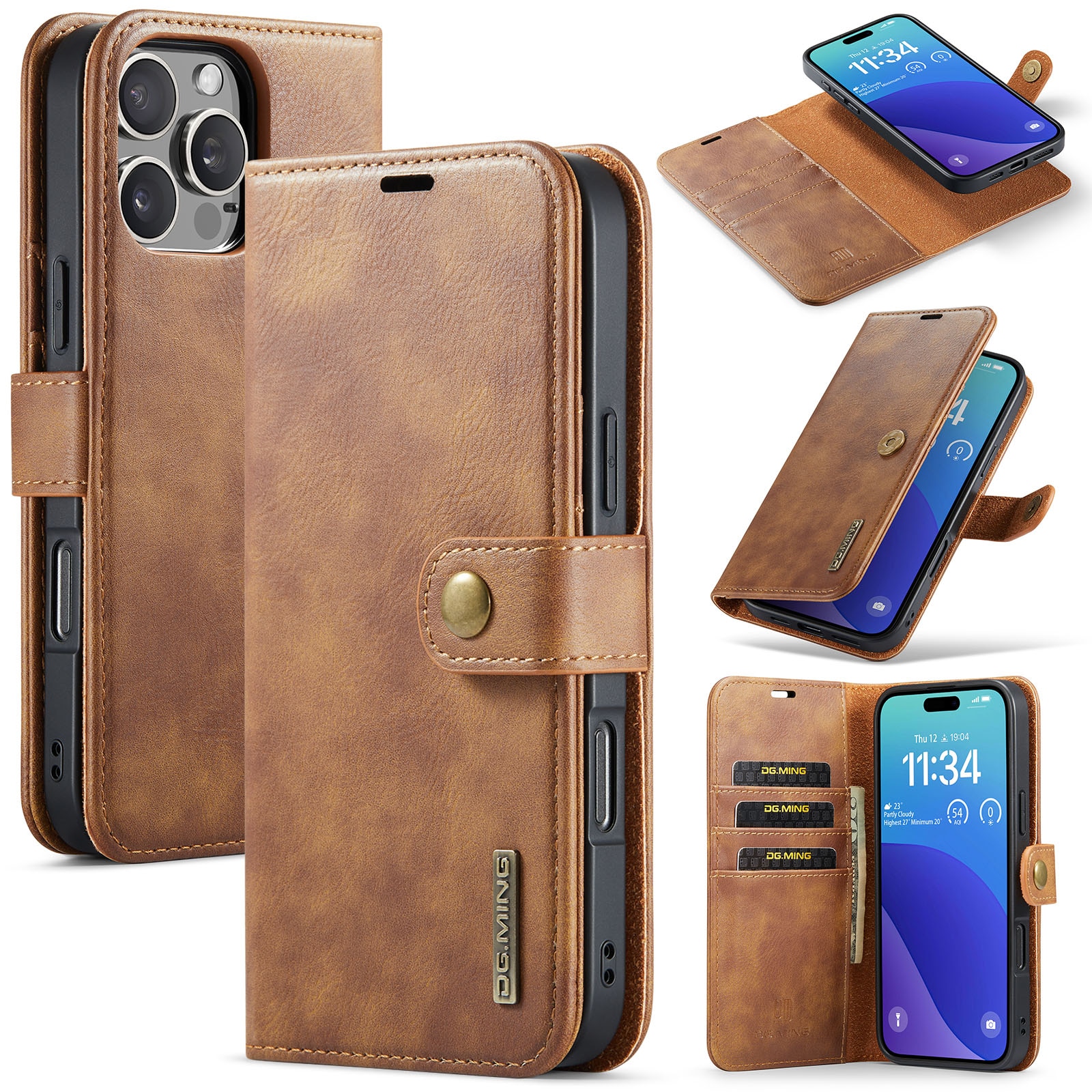 Handytasche Magnetische iPhone 16 Pro Cognac