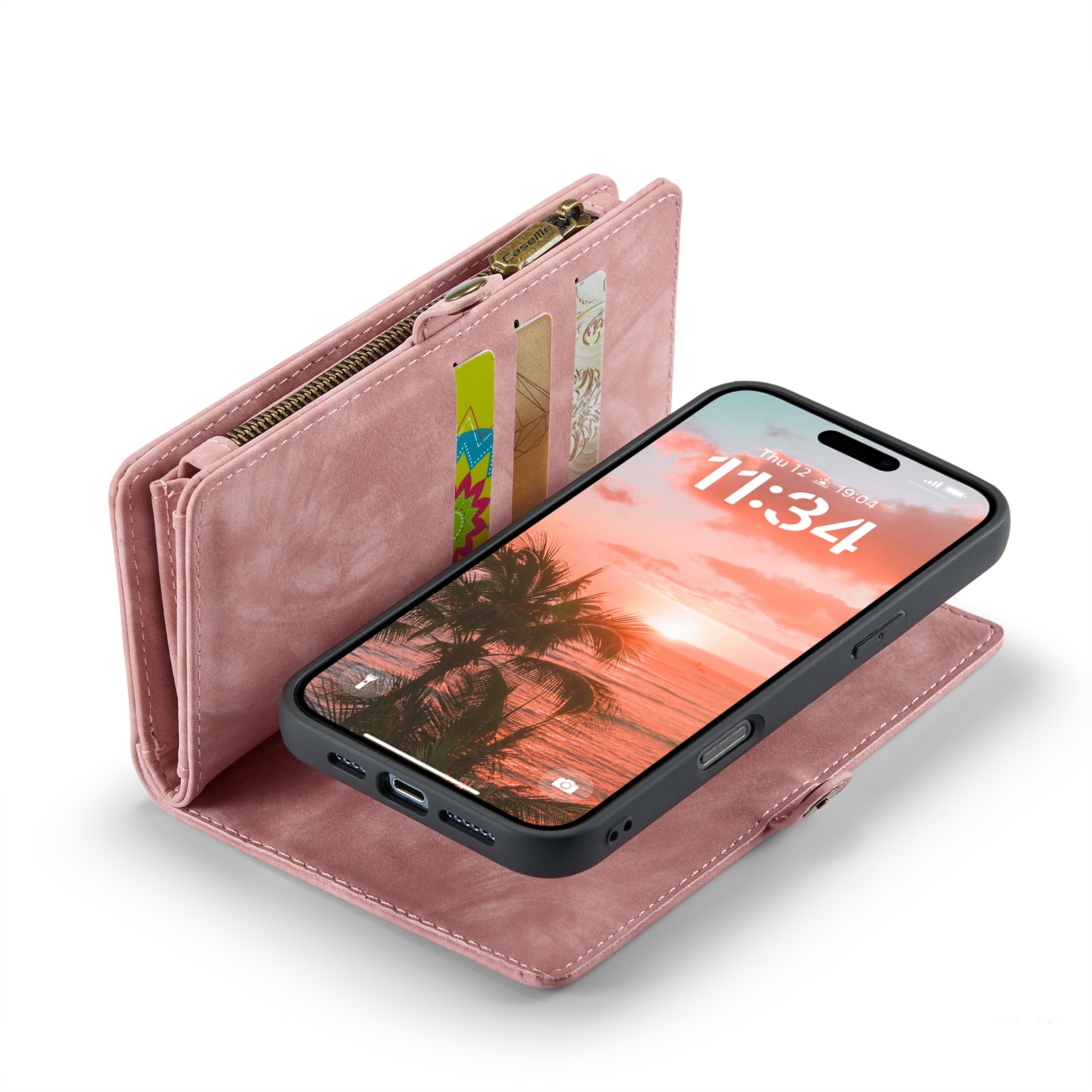 Multi-slot Portemonnaie-Hülle iPhone 16 Plus rosa