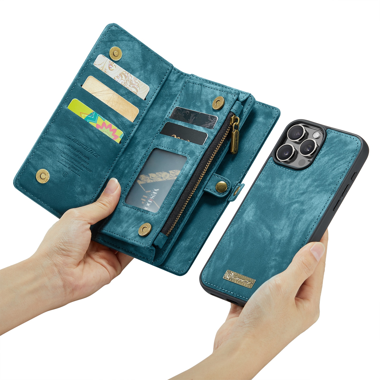 Multi-slot Portemonnaie-Hülle iPhone 16 Pro blau