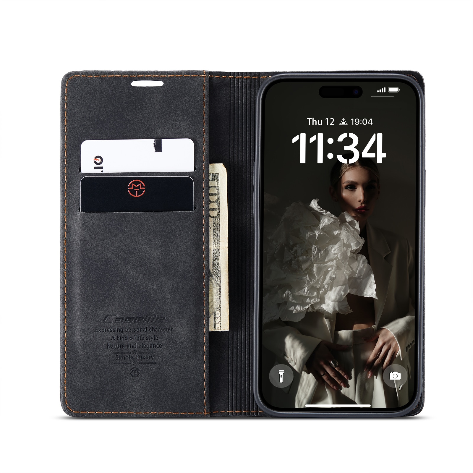 Slim Portemonnaie-Hülle iPhone 16 Plus Schwarz