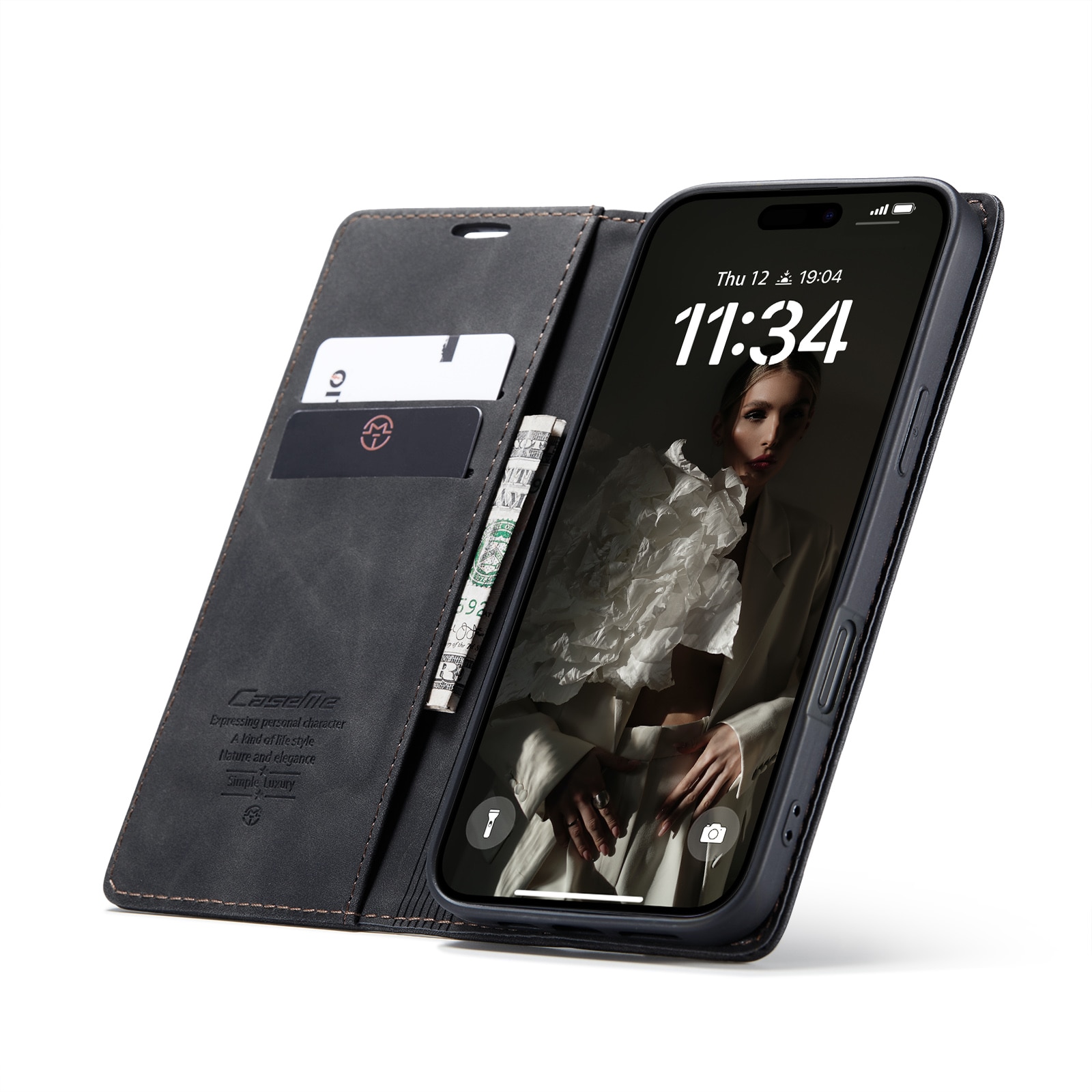 Slim Portemonnaie-Hülle iPhone 16 Schwarz