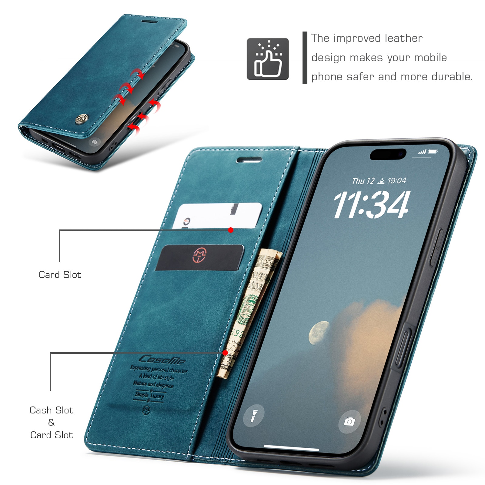 Slim Portemonnaie-Hülle iPhone 16 Plus Blau