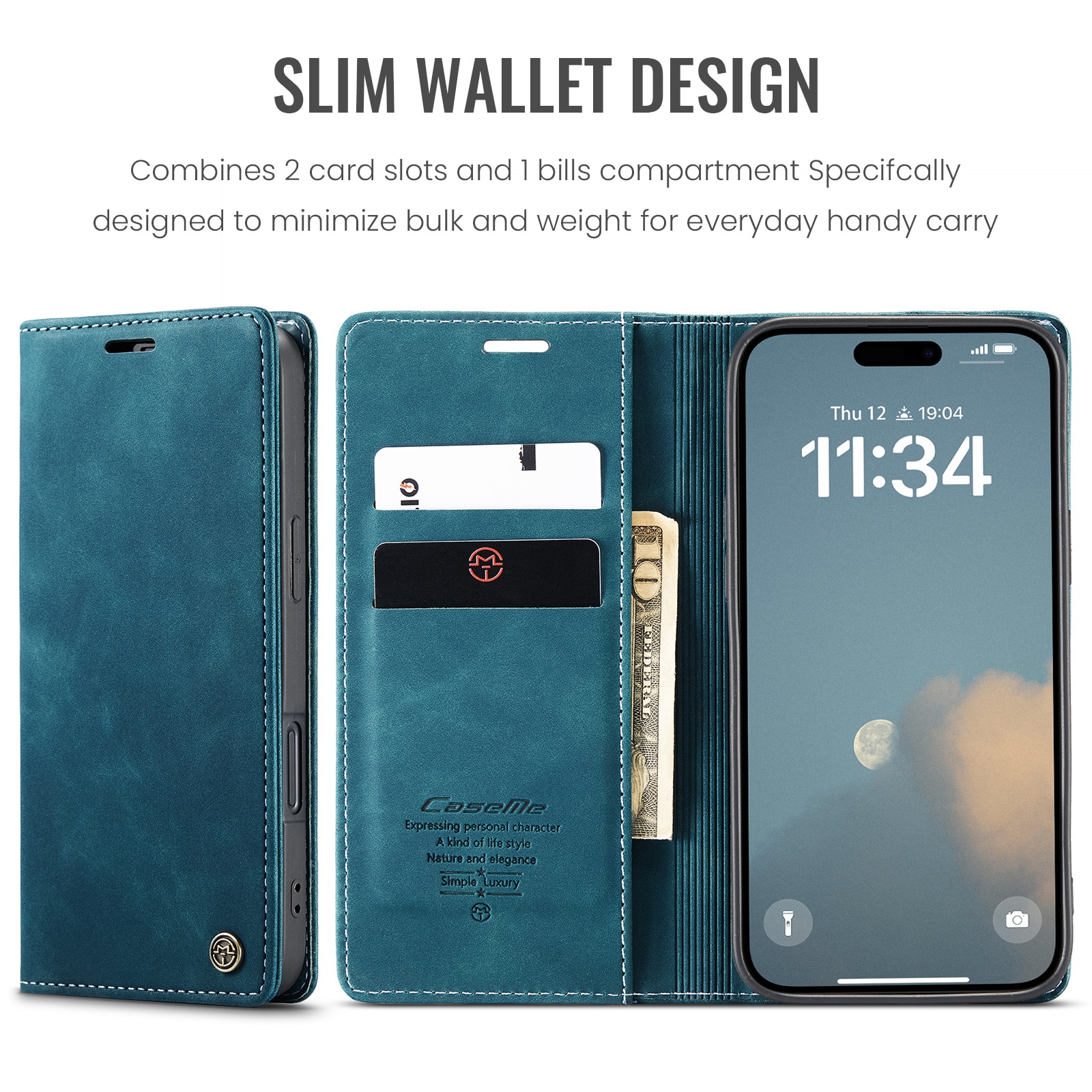 Slim Portemonnaie-Hülle iPhone 16 Blau