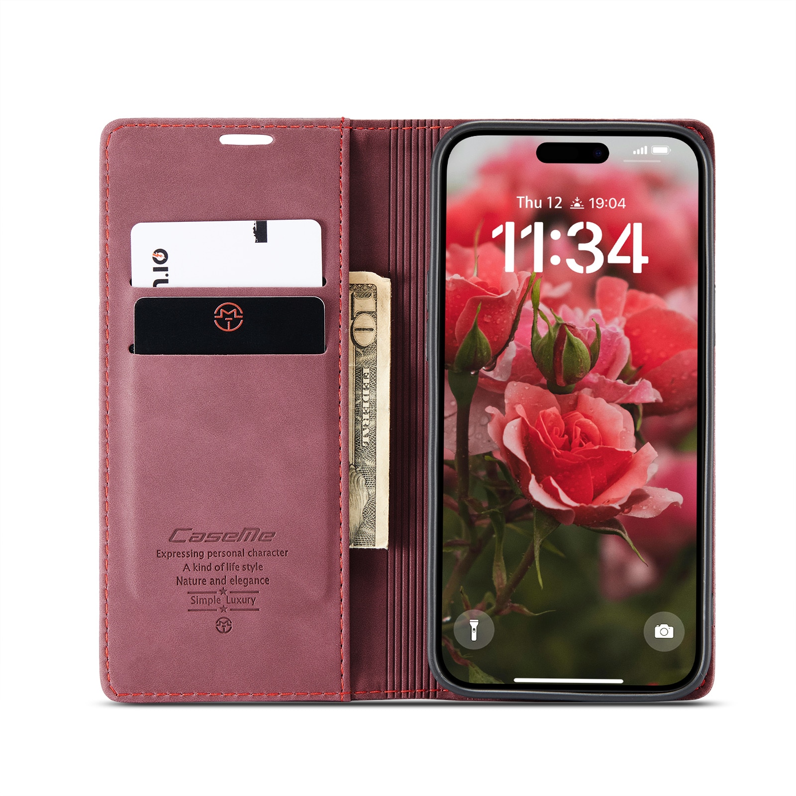 Slim Portemonnaie-Hülle iPhone 16 Rot