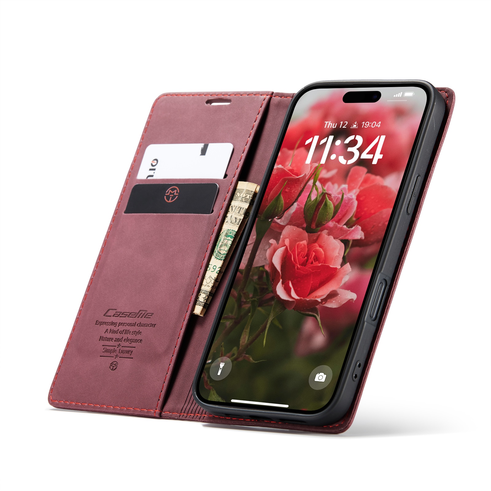 Slim Portemonnaie-Hülle iPhone 16 Rot