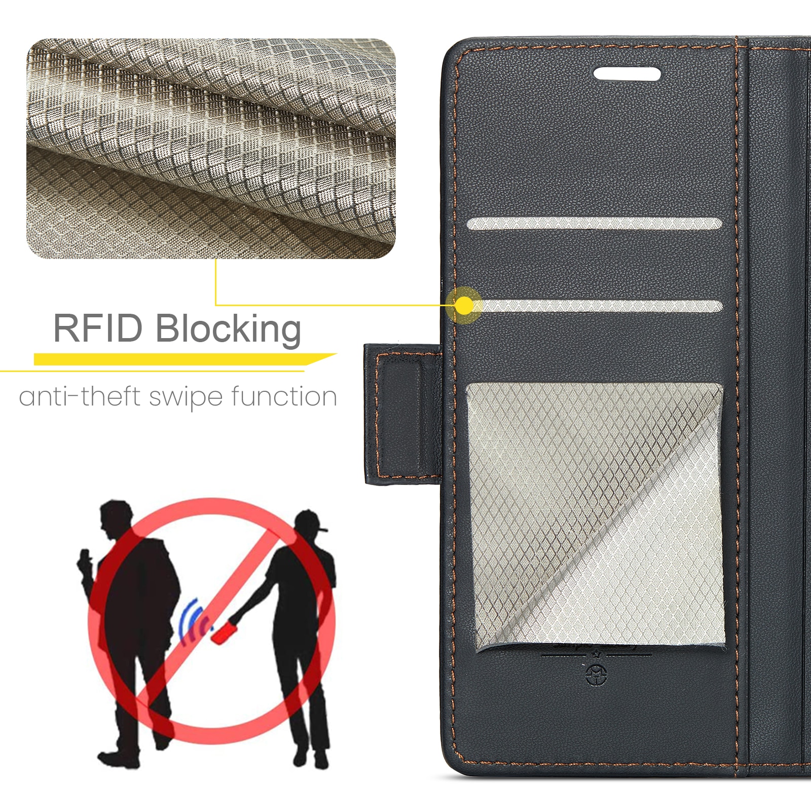 RFID-geschützte Slim Portemonnaie-Hülle Google Pixel 9 Pro Schwarz