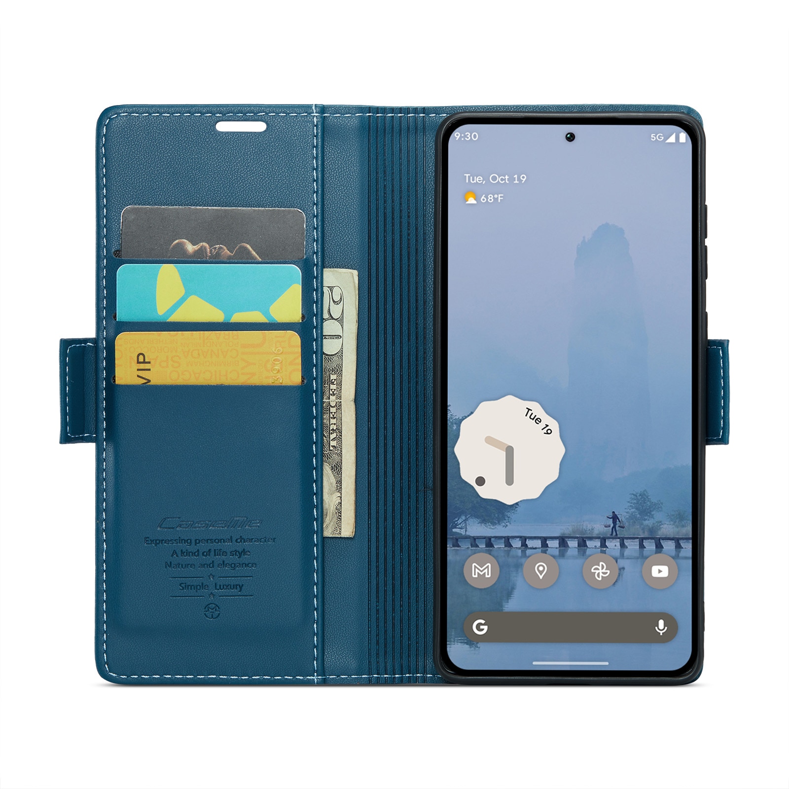 RFID-geschützte Slim Portemonnaie-Hülle Google Pixel 9 Pro XL Blau