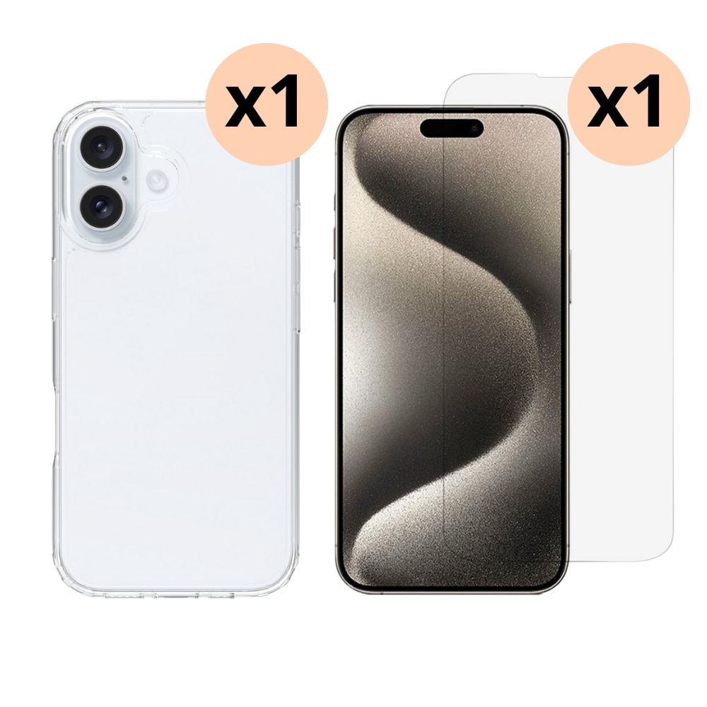 iPhone 16 Kit mit Hülle und Displayschutz-Panzerglas