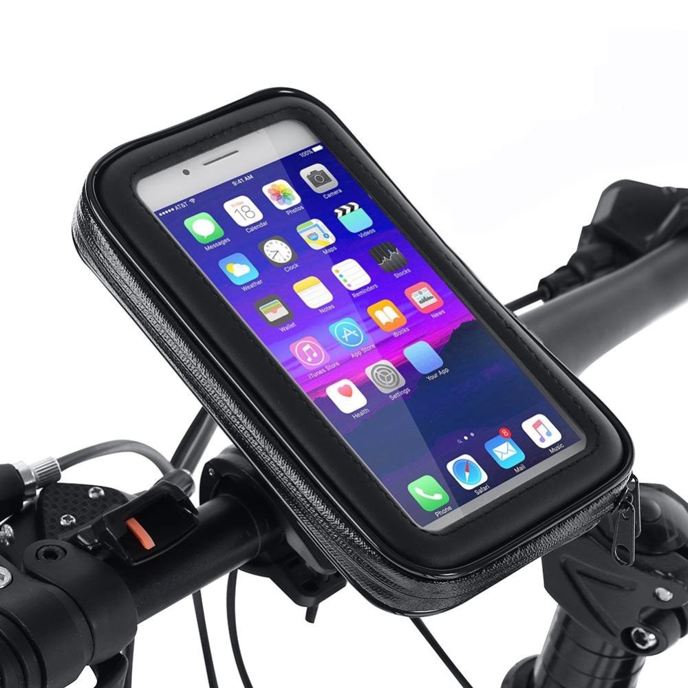 Wasserdichte Handyhalterung für Fahrrad/Motorrad, XL, schwarz