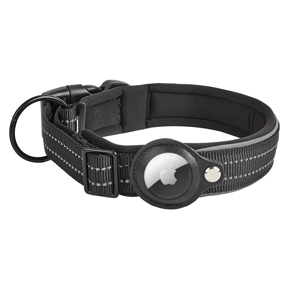 Apple AirTag Hundehalsband mit Reflektor M, schwarz