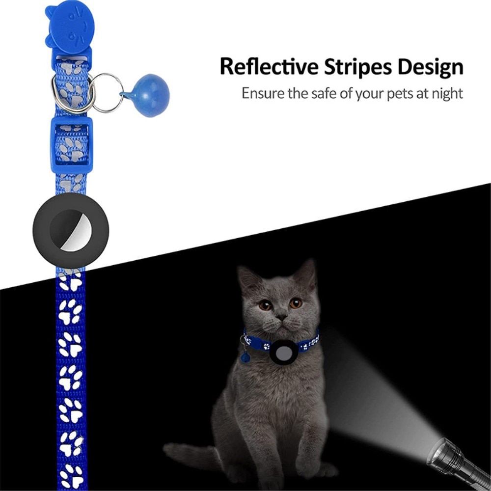 Apple AirTag Katzenhalsband mit reflektierendem Pfotenabdruck, blau