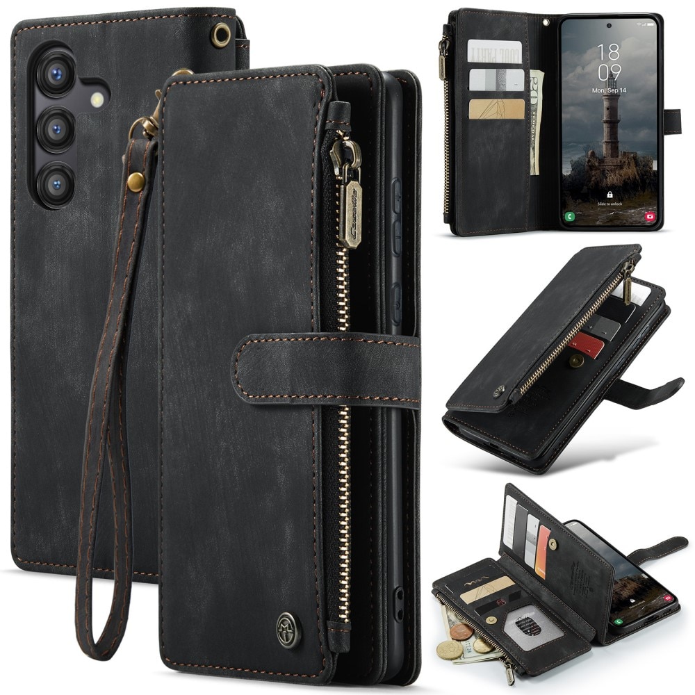 Zipper Portemonnaie-Hülle Samsung Galaxy A55 Schwarz