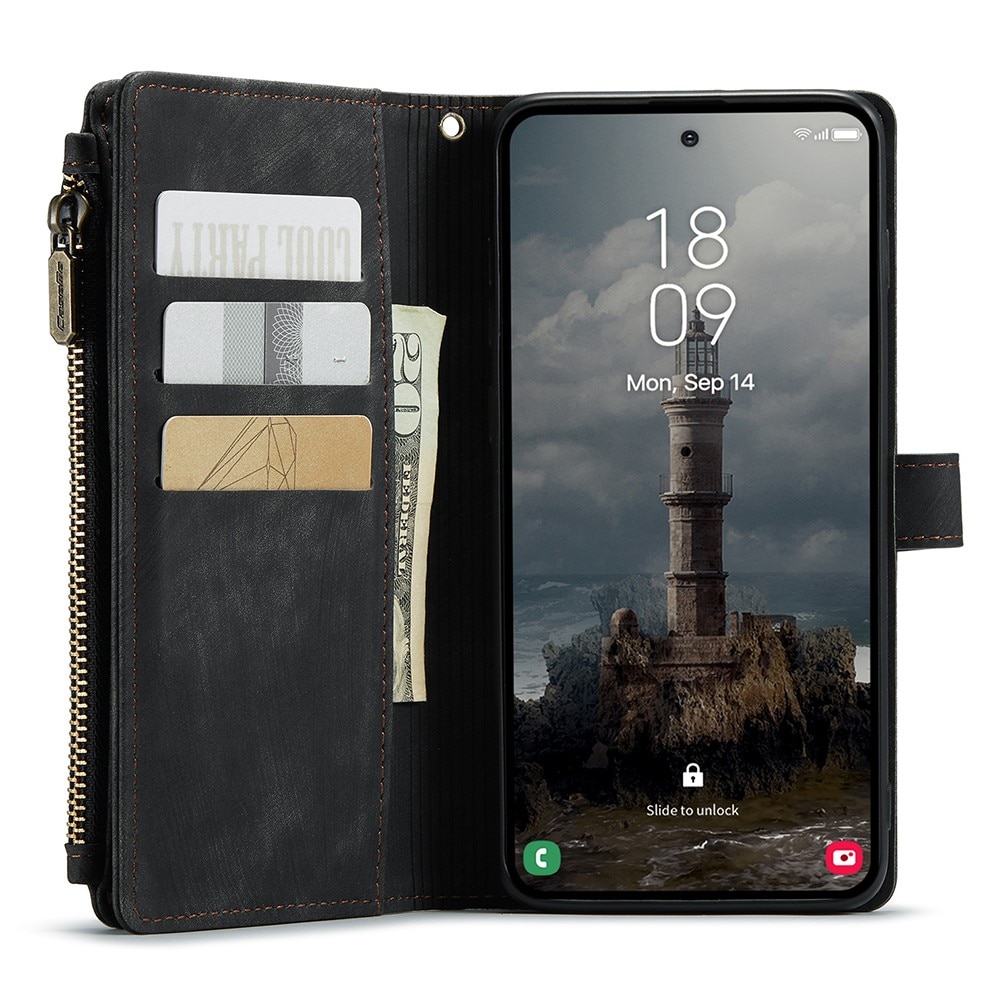 Zipper Portemonnaie-Hülle Samsung Galaxy A55 Schwarz