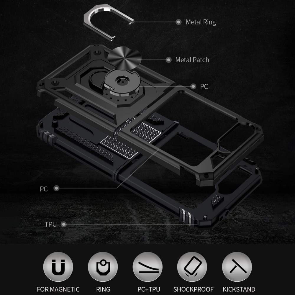 Samsung Galaxy Z Flip 6 Hybrid-Hülle Tech Ring schwarz