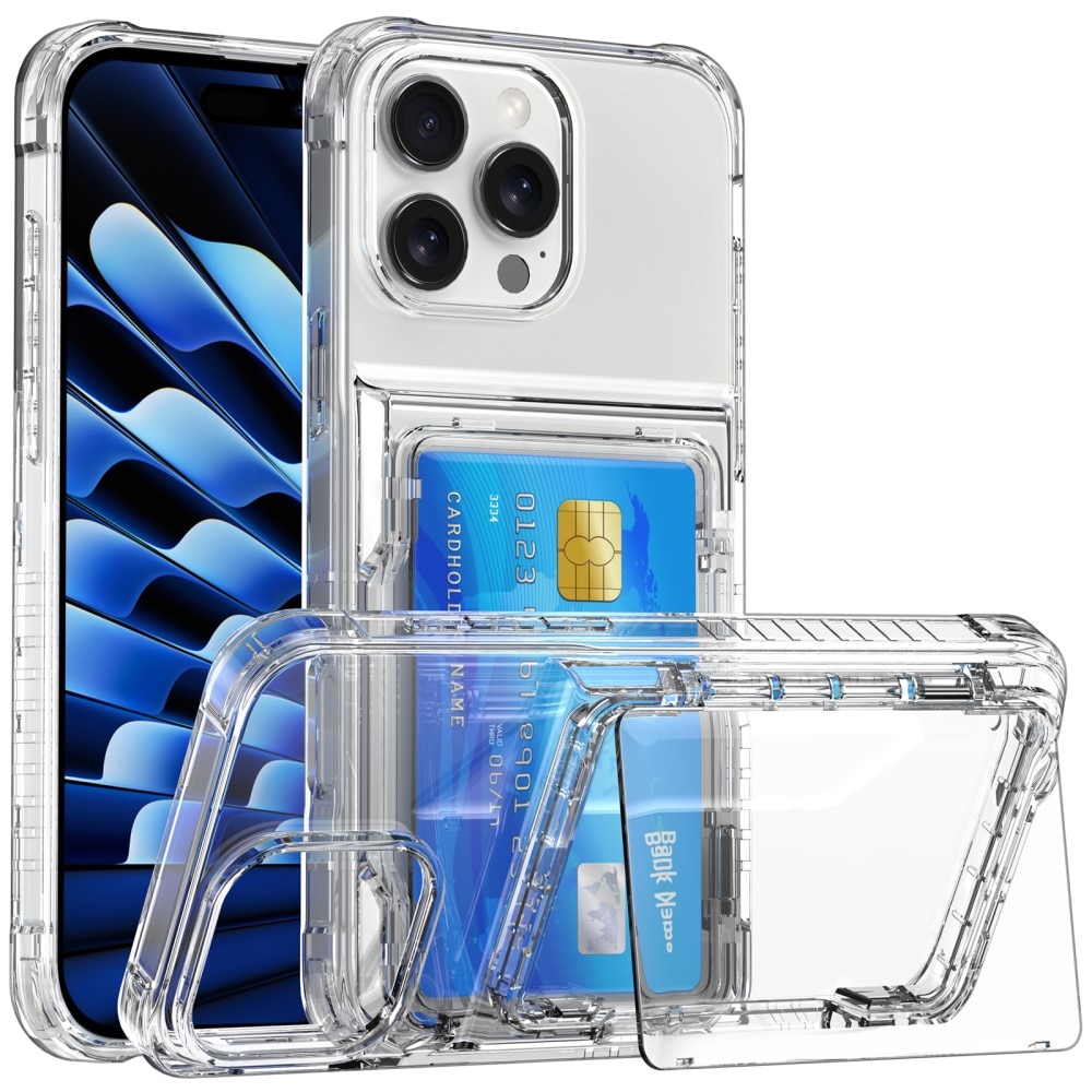 Hybrid-Hülle mit Kartenhalter und Kickstand iPhone 16 Pro Max transparent