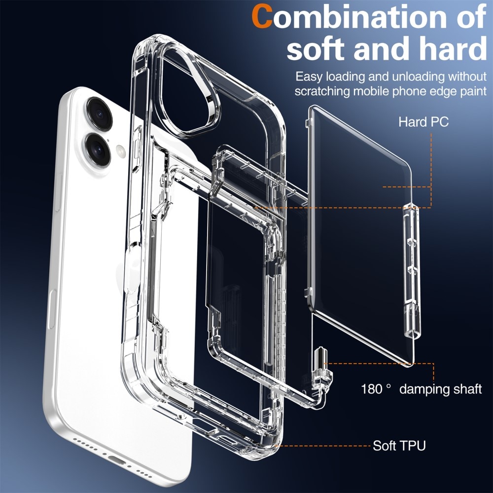 Hybrid-Hülle mit Kartenhalter und Kickstand iPhone 16 Plus transparent