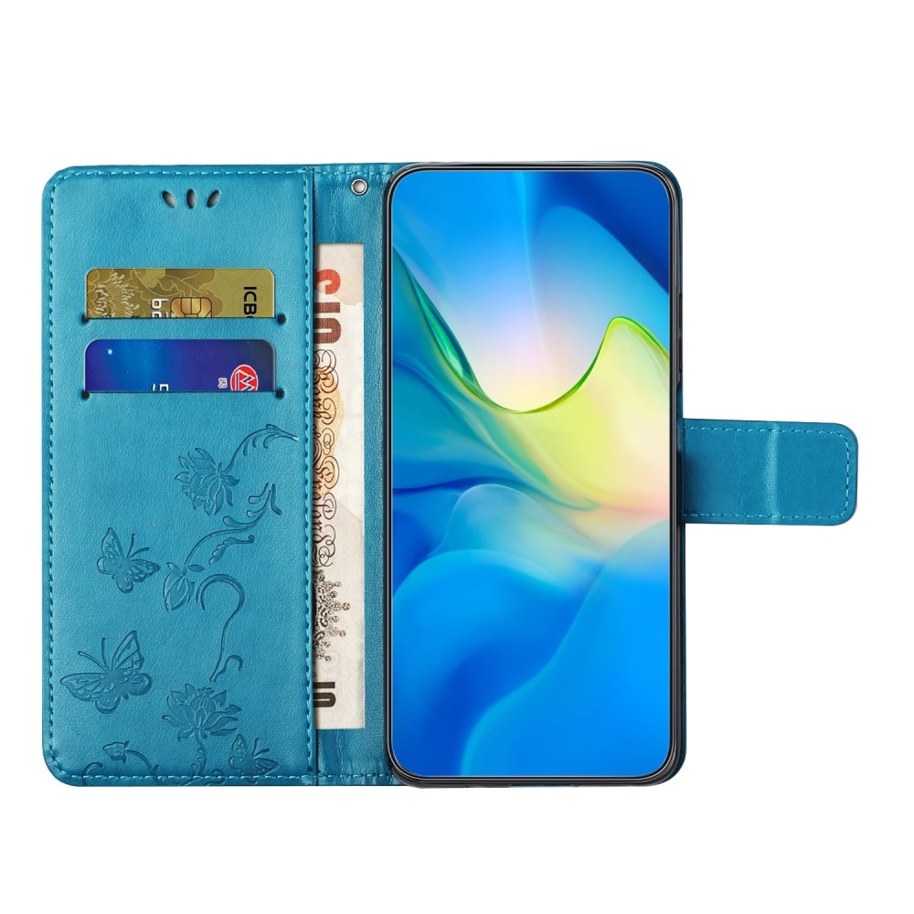 Samsung Galaxy S24 FE Handyhülle mit Schmetterlingsmuster, blau