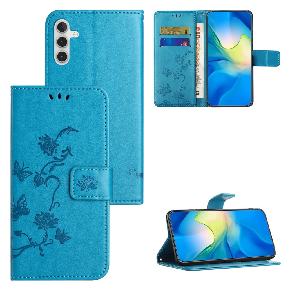 Samsung Galaxy S24 FE Handyhülle mit Schmetterlingsmuster, blau