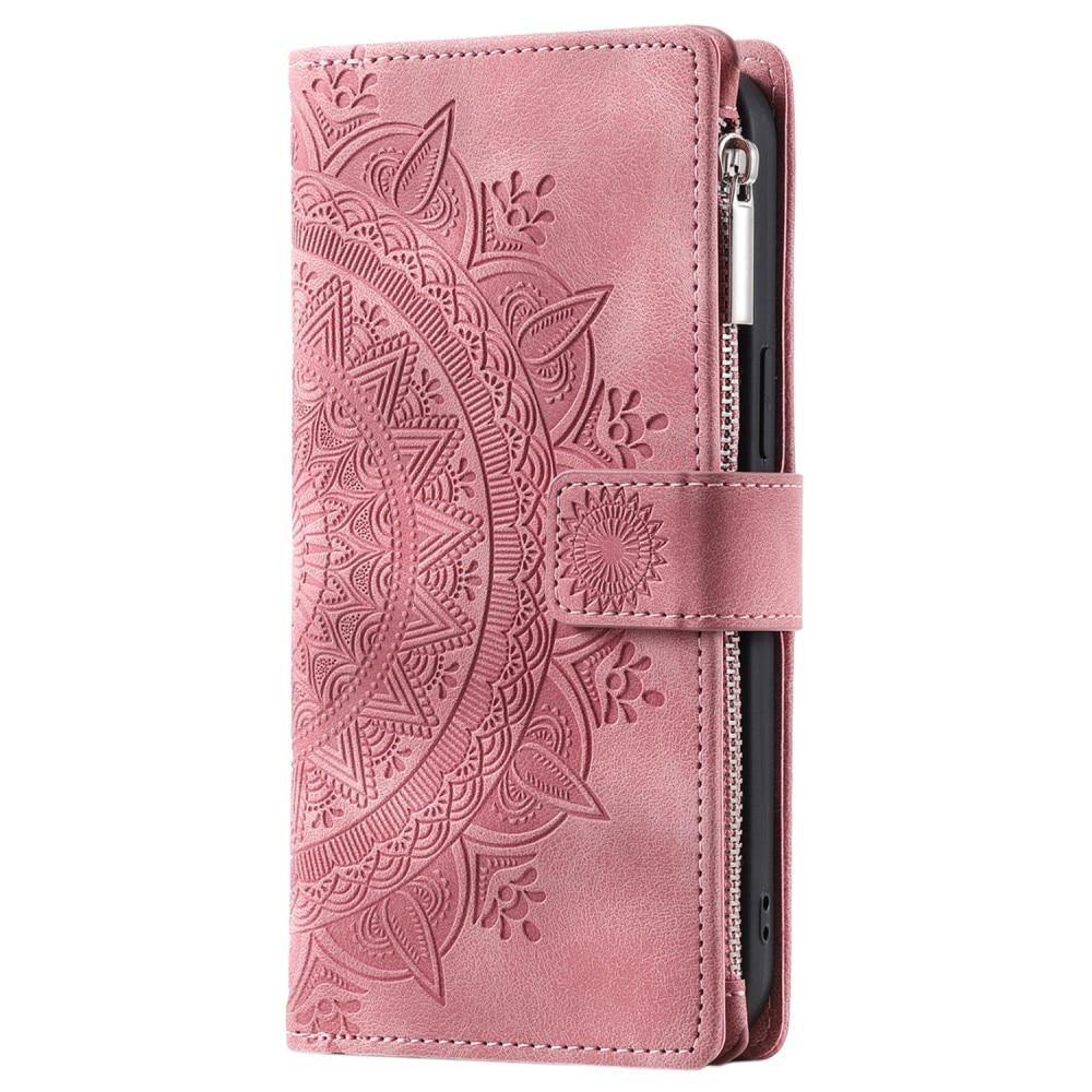 Samsung Galaxy S24 FE Brieftasche Hülle Mandala, rosa