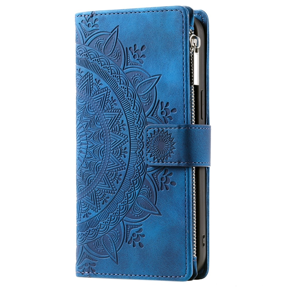 Samsung Galaxy S24 FE Brieftasche Hülle Mandala, blau