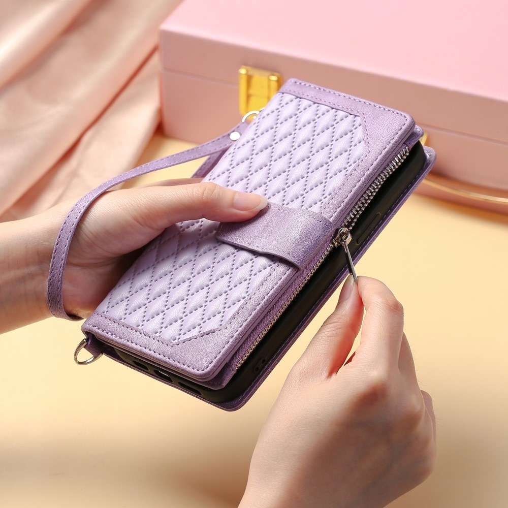 iPhone 16 Pro Brieftasche Hülle Quilted Lila