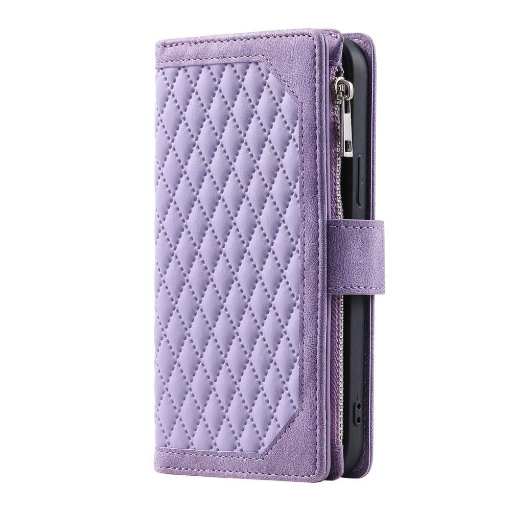 iPhone 16 Pro Brieftasche Hülle Quilted Lila