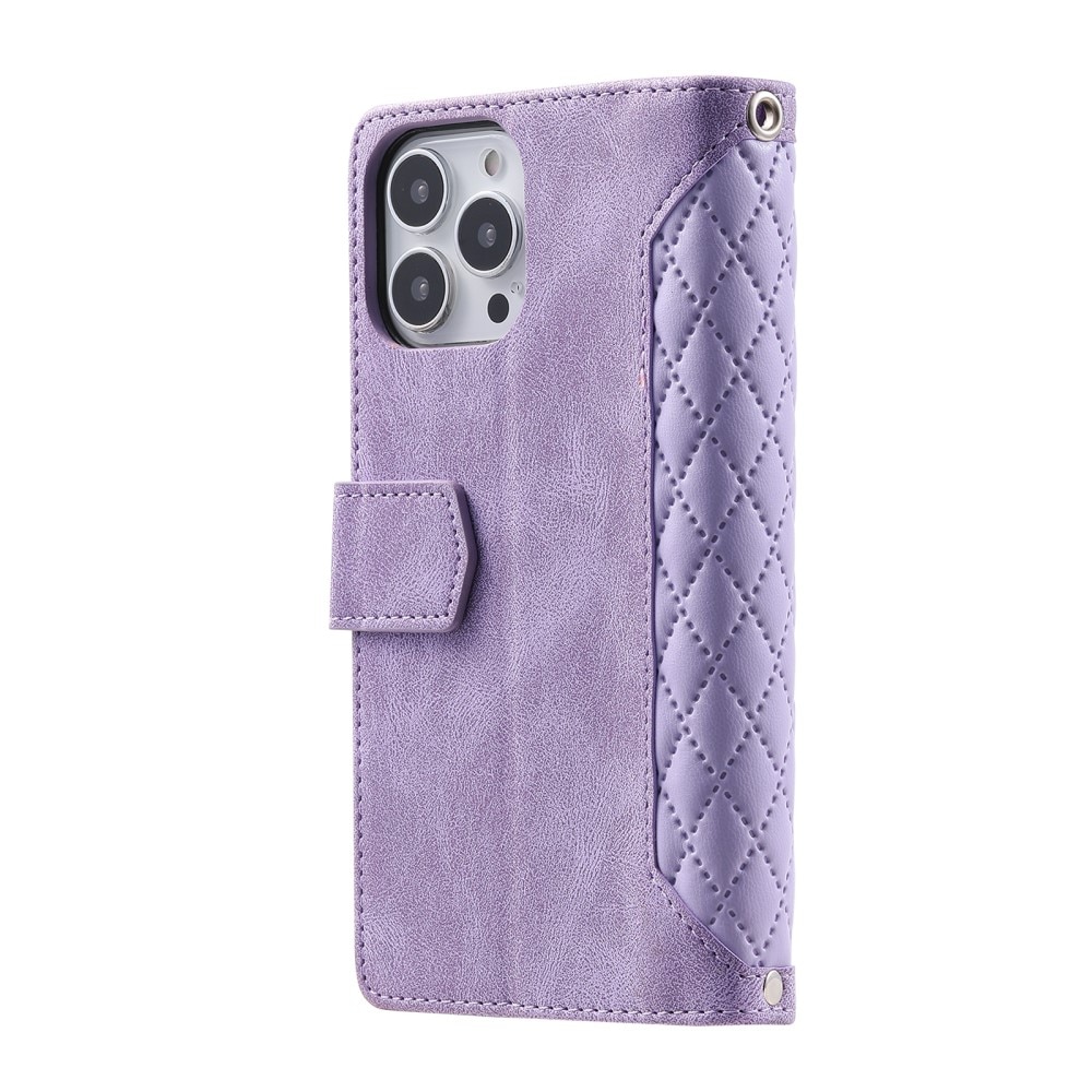 iPhone 16 Pro Brieftasche Hülle Quilted Lila