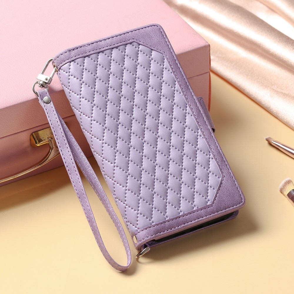 iPhone 16 Pro Brieftasche Hülle Quilted Lila