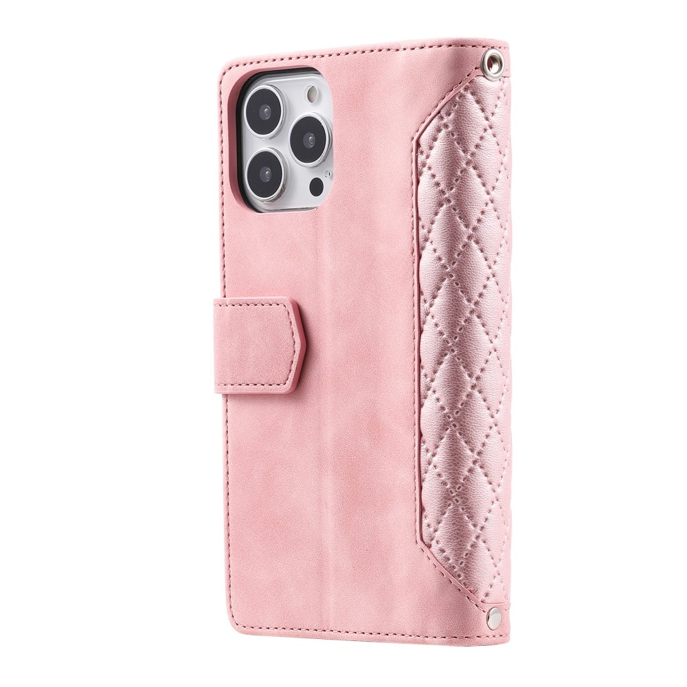 iPhone 16 Pro Brieftasche Hülle Quilted Rosa