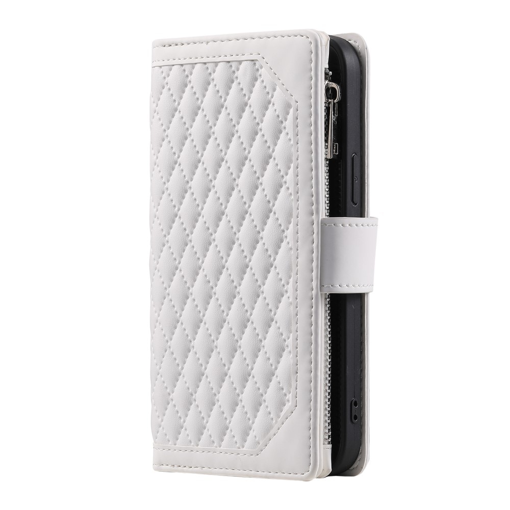 iPhone 16 Pro Brieftasche Hülle Quilted Weiß